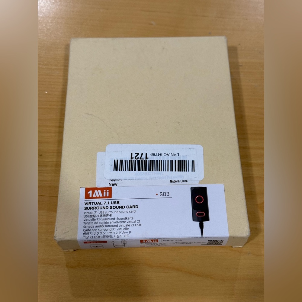 1Mii Virtual 7.1 USB Surround Sound Card Model S03 New ( Open Box)